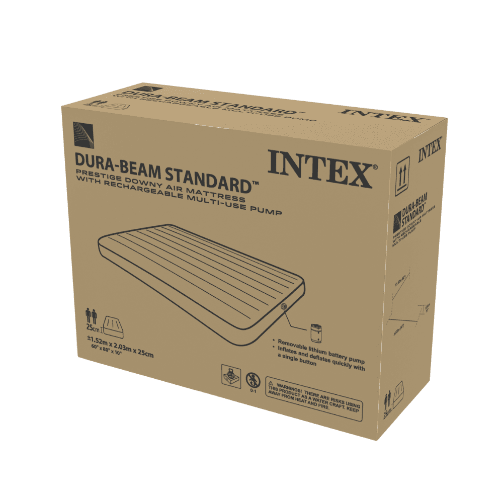 COLCHON INFLABLE INTEX 2 PLAZAS 152X203X25 CM CON BOMBA RECARGABLE PRESTIGE DOWNY AIRBED - 6