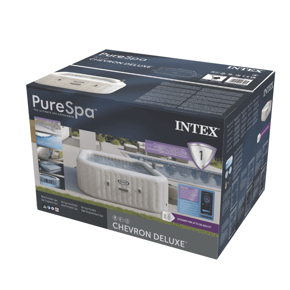 SPA HOT TUB INFLABLE INTEX CHEVRON DELUXE SQUARE BUBBLE SPA 6 PERSONAS - 10