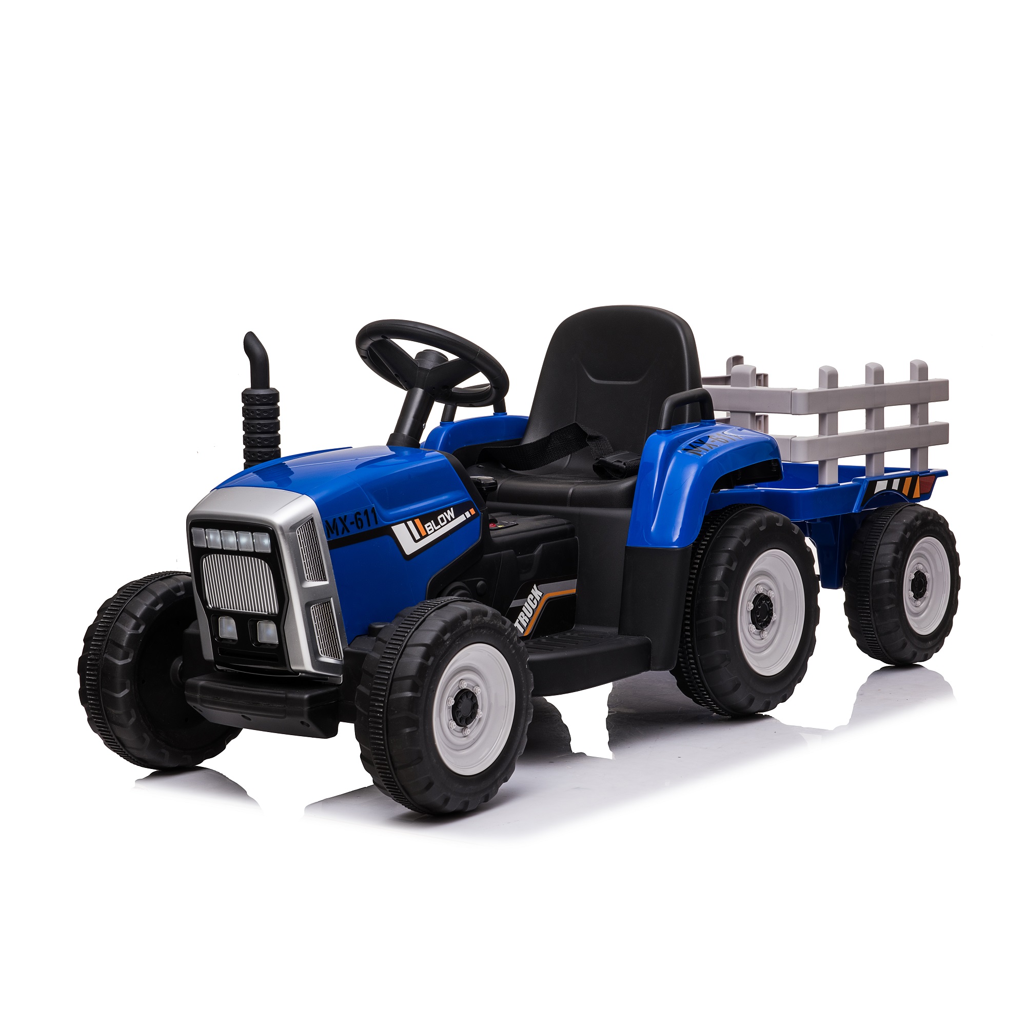 TRACTOR CON CARRO 12V AZUL - 1