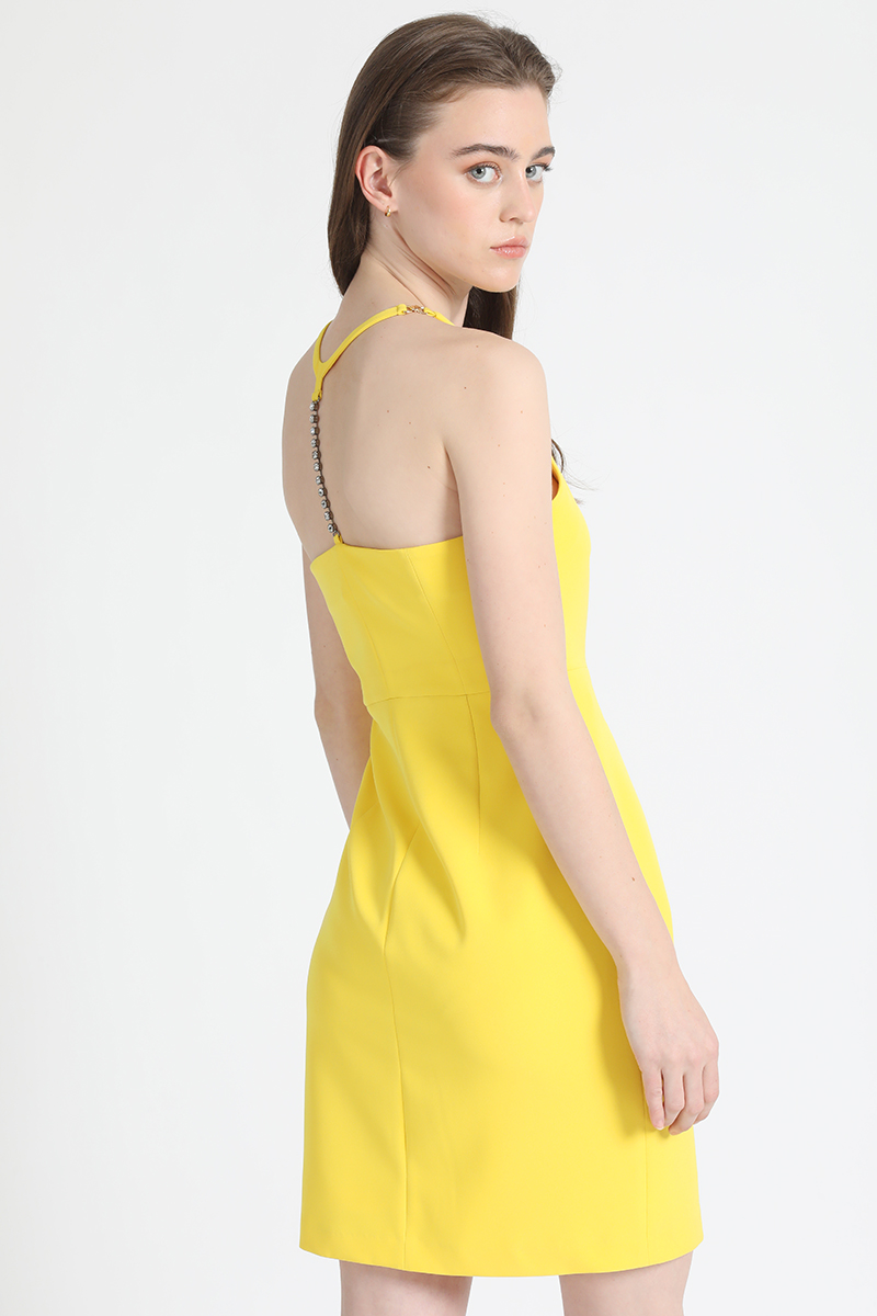 VESTIDO MUJER LIOLA AMARILLO STRASS HALTER - 4
