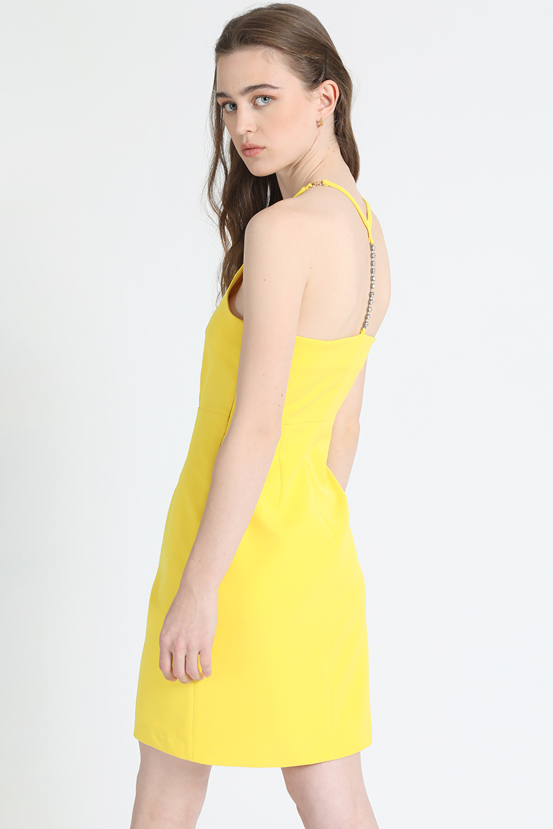 VESTIDO MUJER LIOLA AMARILLO STRASS HALTER - 6
