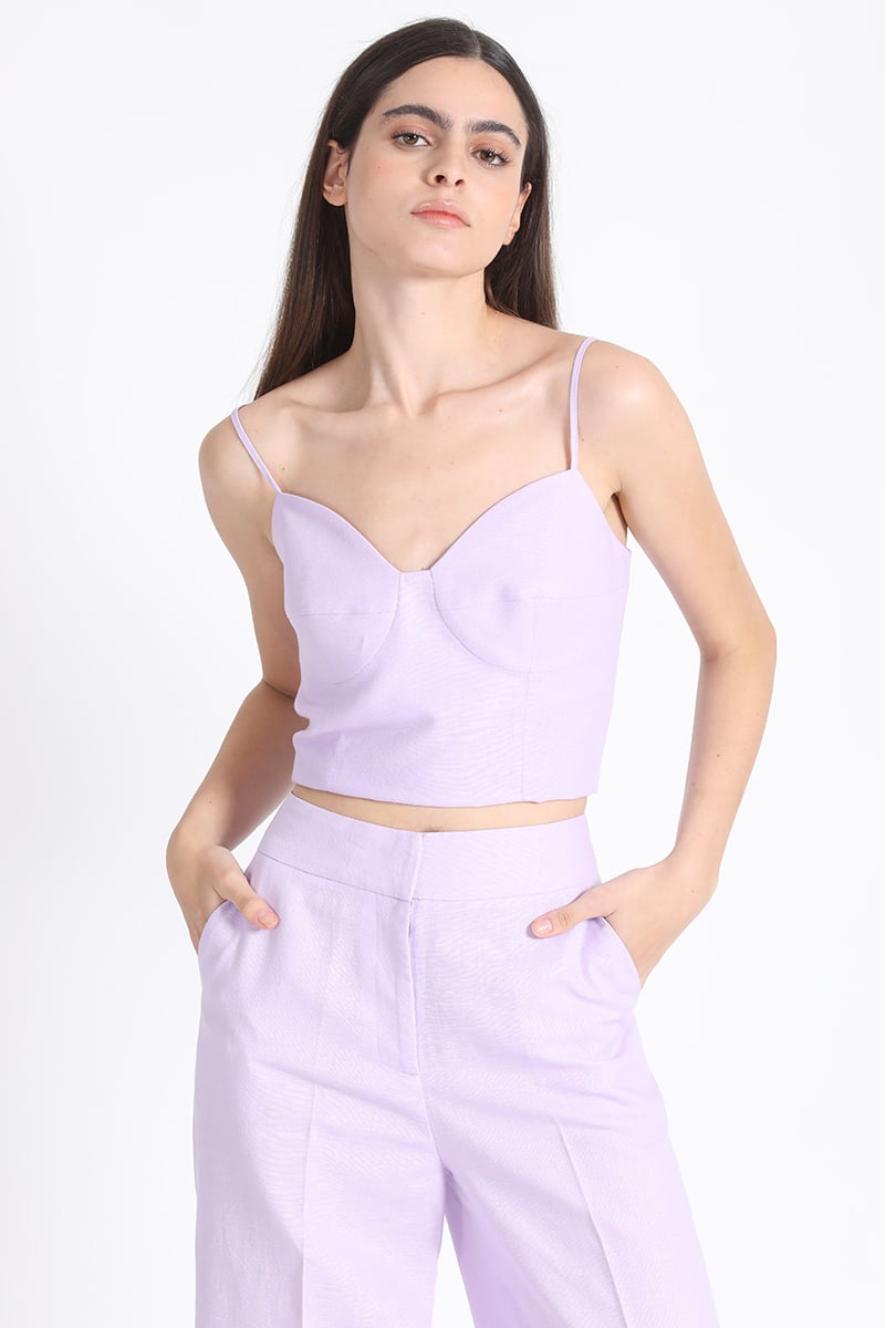 TOP CROP CORSE LINO LILA LIOLA - 1