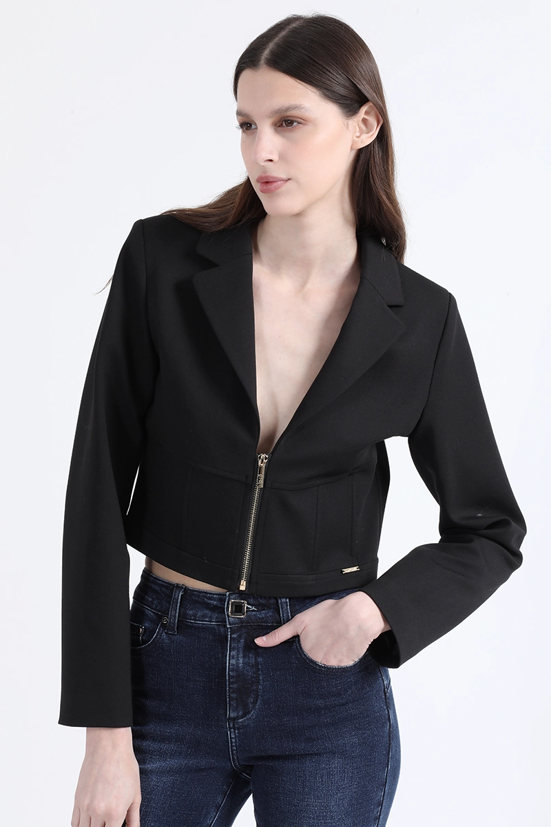 BLAZER CROPPED, CORTES CORSE, NEGRO LIOLA - 1