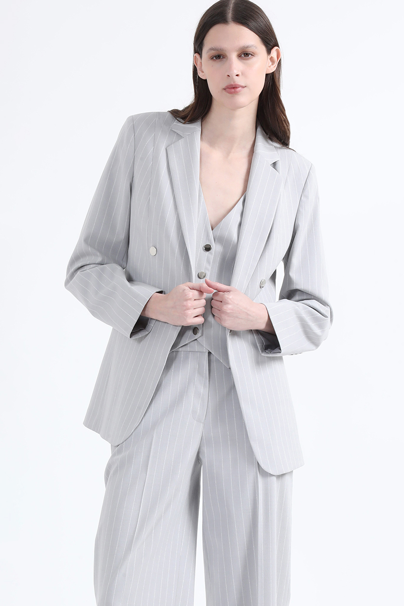BLAZER ENTALLADO LISTADO LUREX GRIS LIOLA - 1