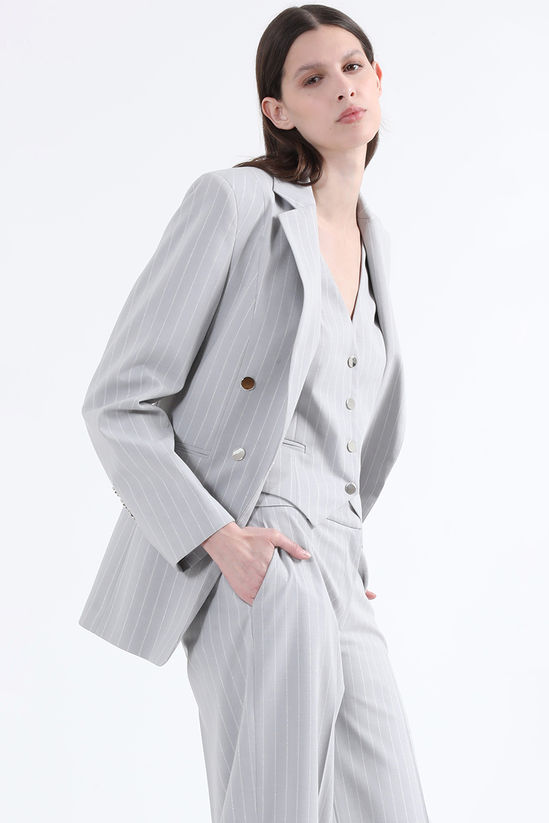 BLAZER ENTALLADO LISTADO LUREX GRIS LIOLA - 3