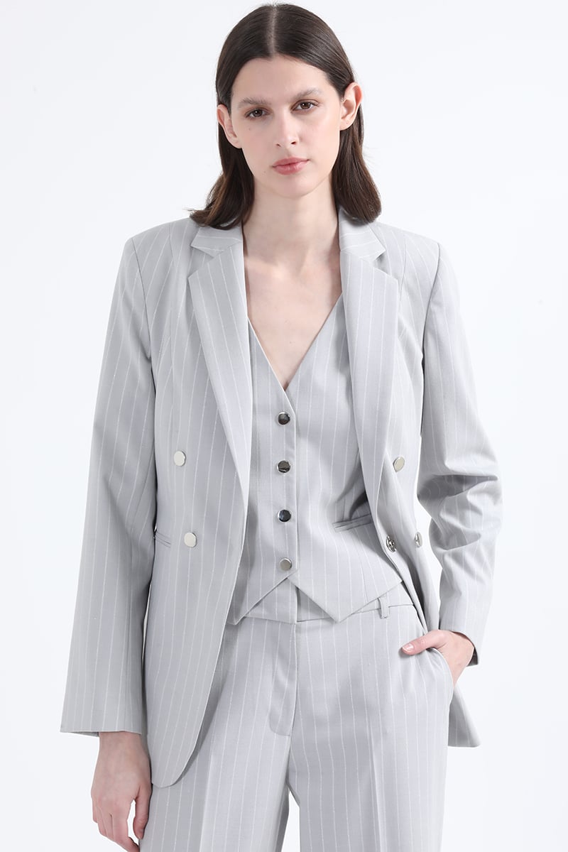 BLAZER ENTALLADO LISTADO LUREX GRIS LIOLA - 4