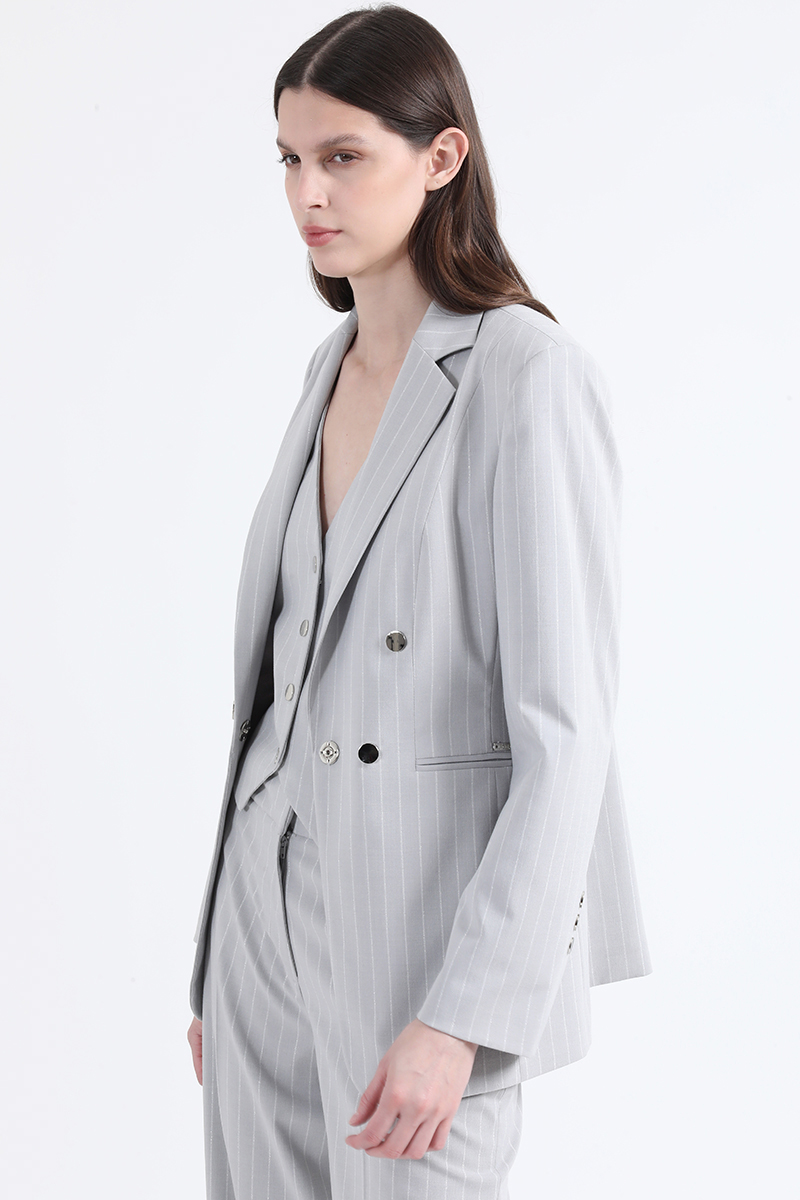 BLAZER ENTALLADO LISTADO LUREX GRIS LIOLA - 5