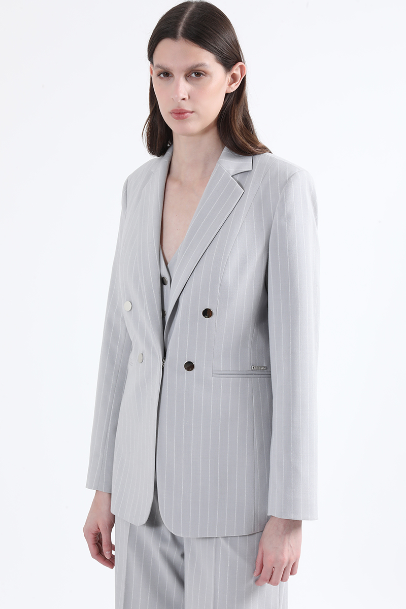 BLAZER ENTALLADO LISTADO LUREX GRIS LIOLA - 6