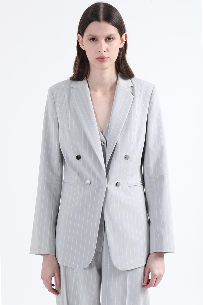 BLAZER ENTALLADO LISTADO LUREX GRIS LIOLA - 7
