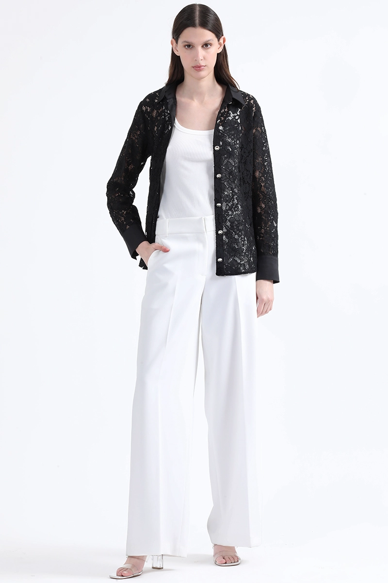 BLUSA ENCAJE BOTON FANTASIA, NEGRO LIOLA - 5