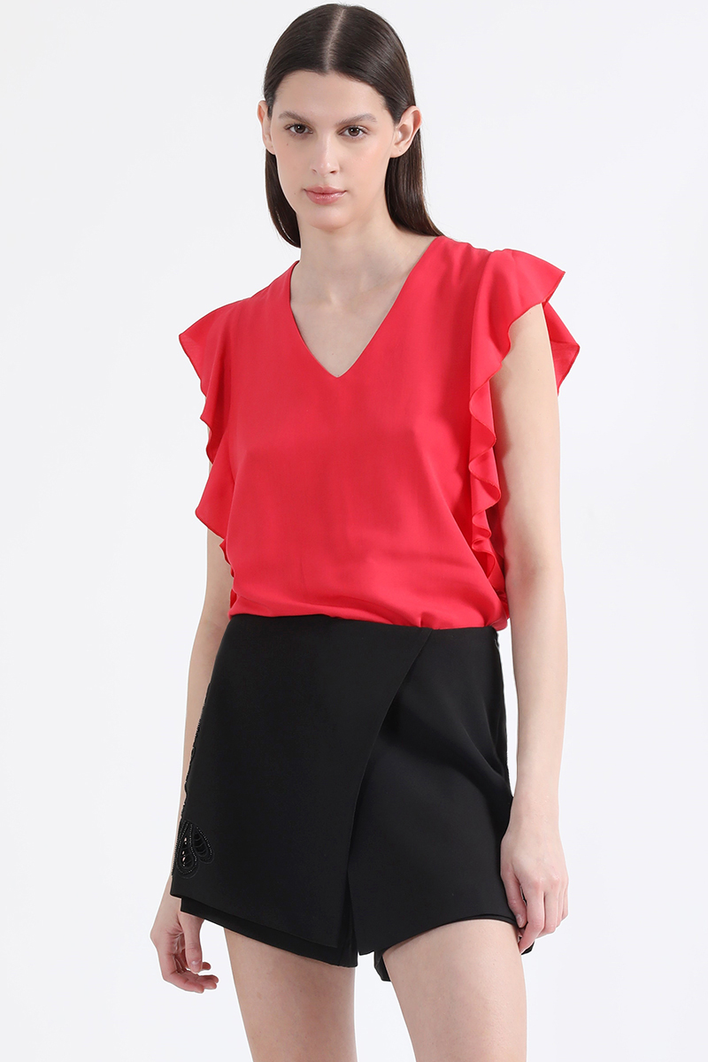FALDA PANTALÓN MUJER LIOLA NEGRO TIRO ALTO CON BORDADO RICHELIEU - 5