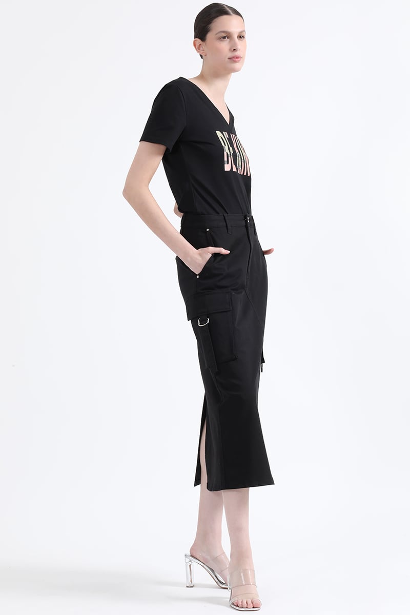 FALDA CARGO ALGODÓN MUJER LIOLA NEGRO GABARDINA - 2