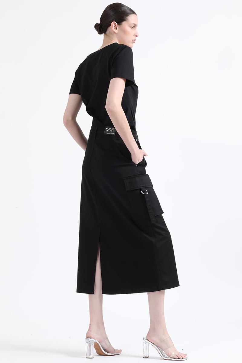 FALDA CARGO ALGODÓN MUJER LIOLA NEGRO GABARDINA - 3