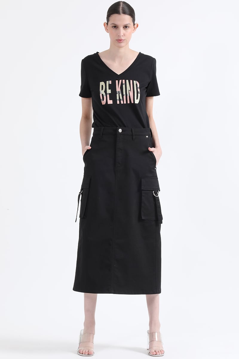 FALDA CARGO ALGODÓN MUJER LIOLA NEGRO GABARDINA - 4