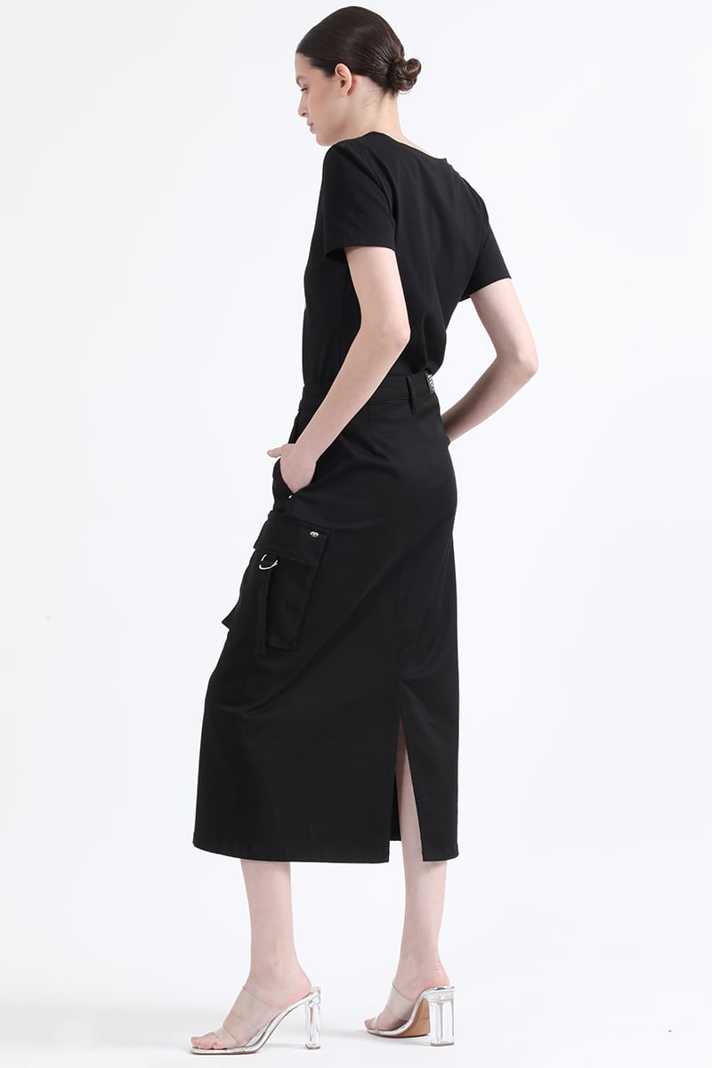 FALDA CARGO ALGODÓN MUJER LIOLA NEGRO GABARDINA - 5