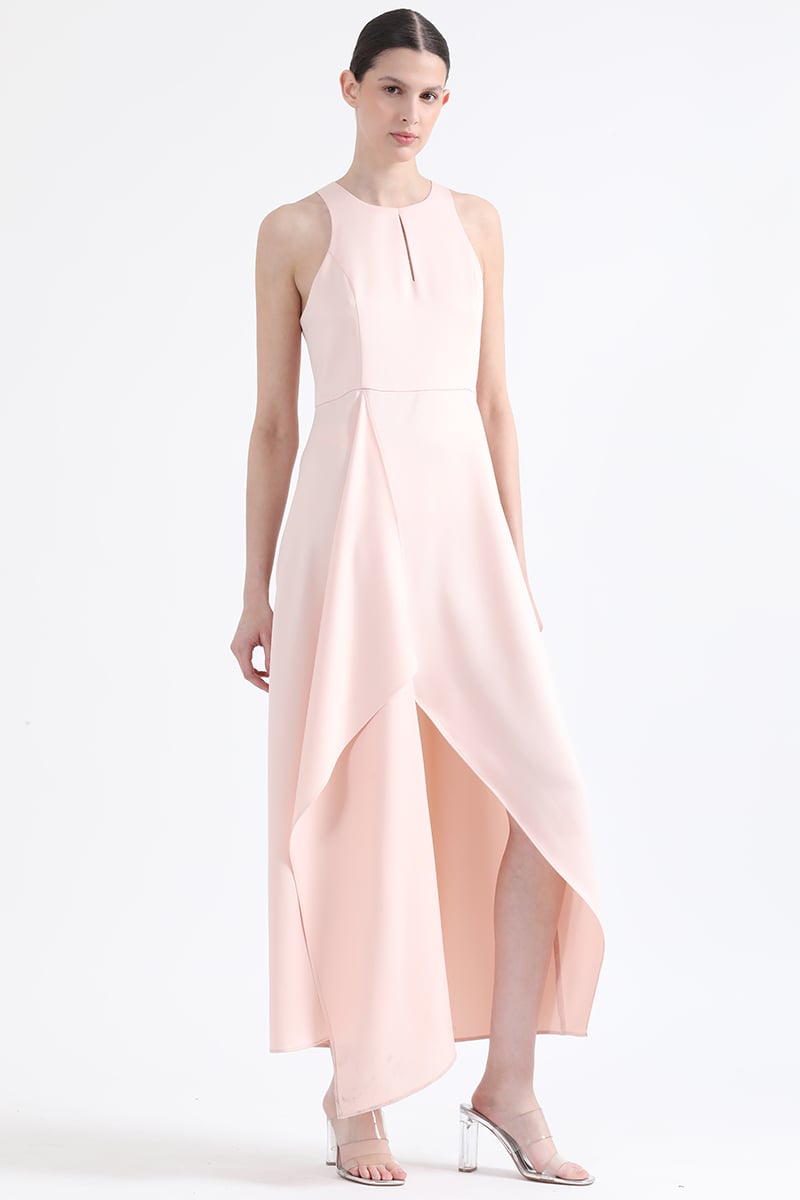 VESTIDO MAXI MUJER LIOLA ROSA RUCHA ASIMETRICA - 3