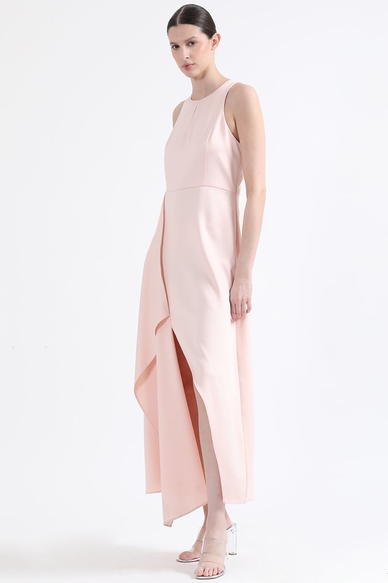VESTIDO MAXI MUJER LIOLA ROSA RUCHA ASIMETRICA - 4
