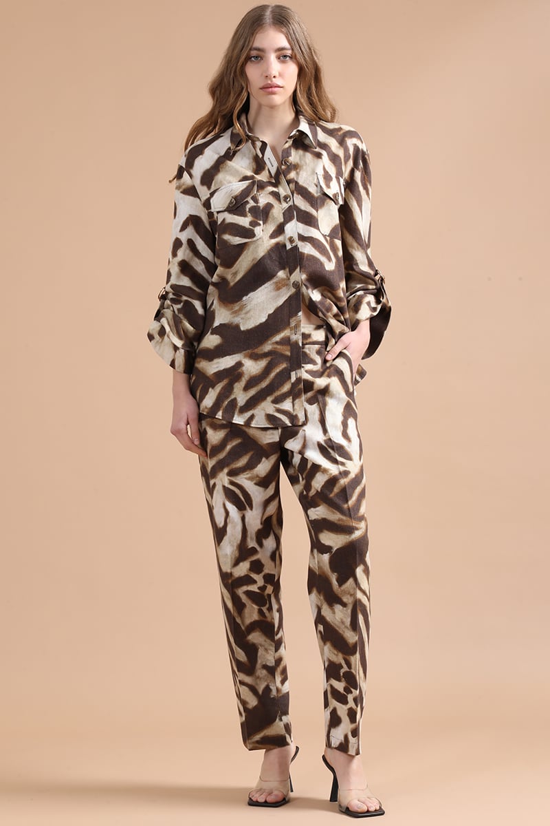CHAQUETA SOBRECAMISA CON LINO, ANIMAL PRINT, CAFE LIOLA - 2