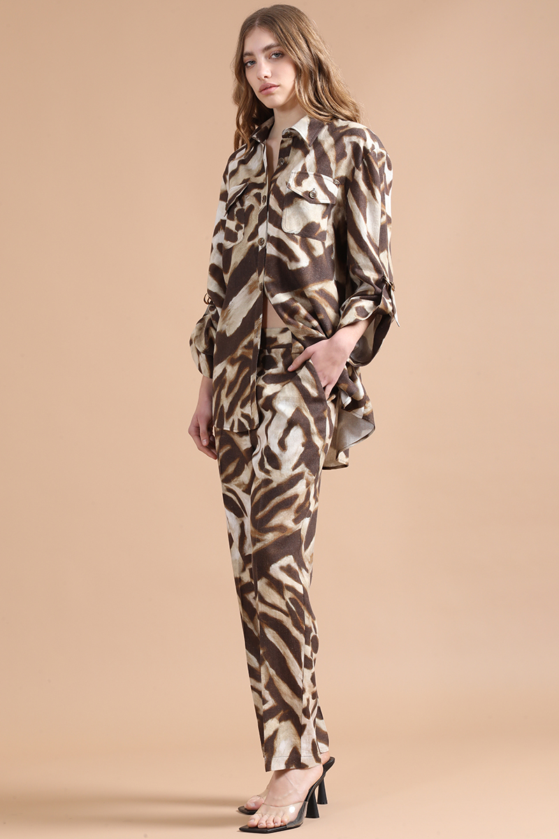 CHAQUETA SOBRECAMISA CON LINO, ANIMAL PRINT, CAFE LIOLA - 7