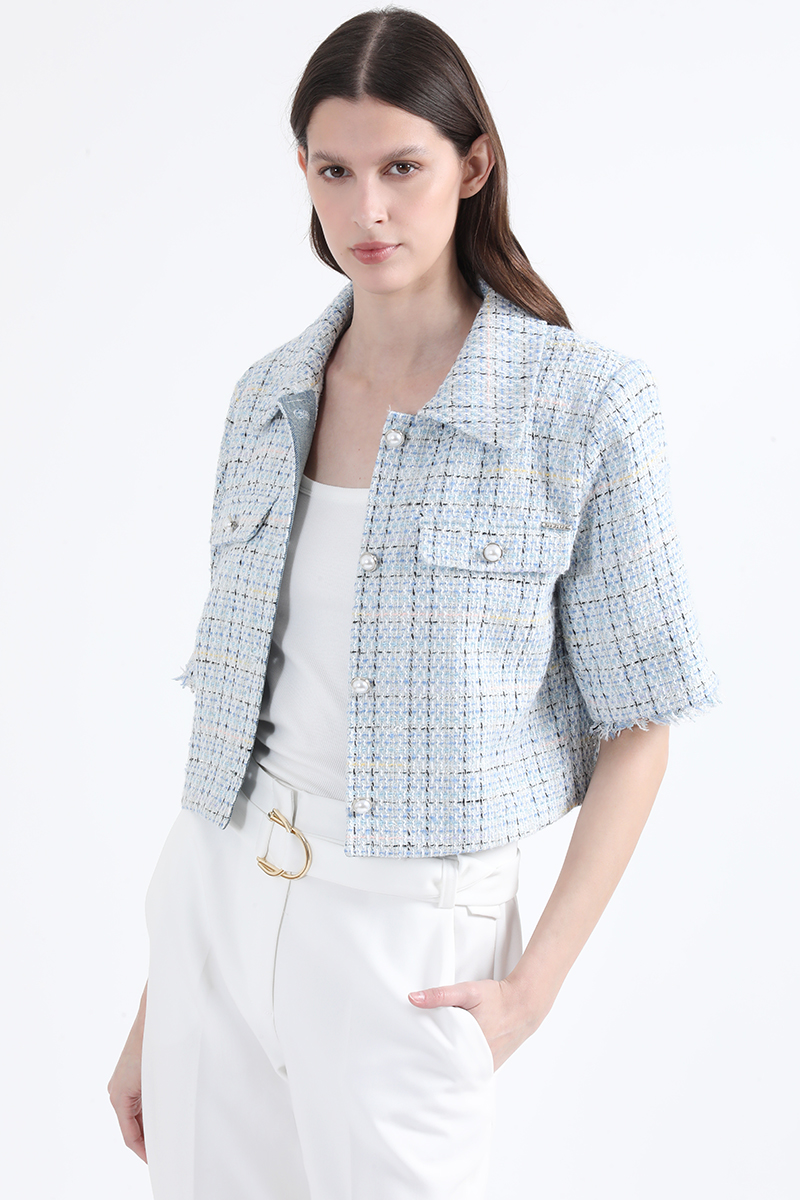 CHAQUETA CROPPED TWEED FANTASIA CON LUREX, AZUL LIOLA - 5