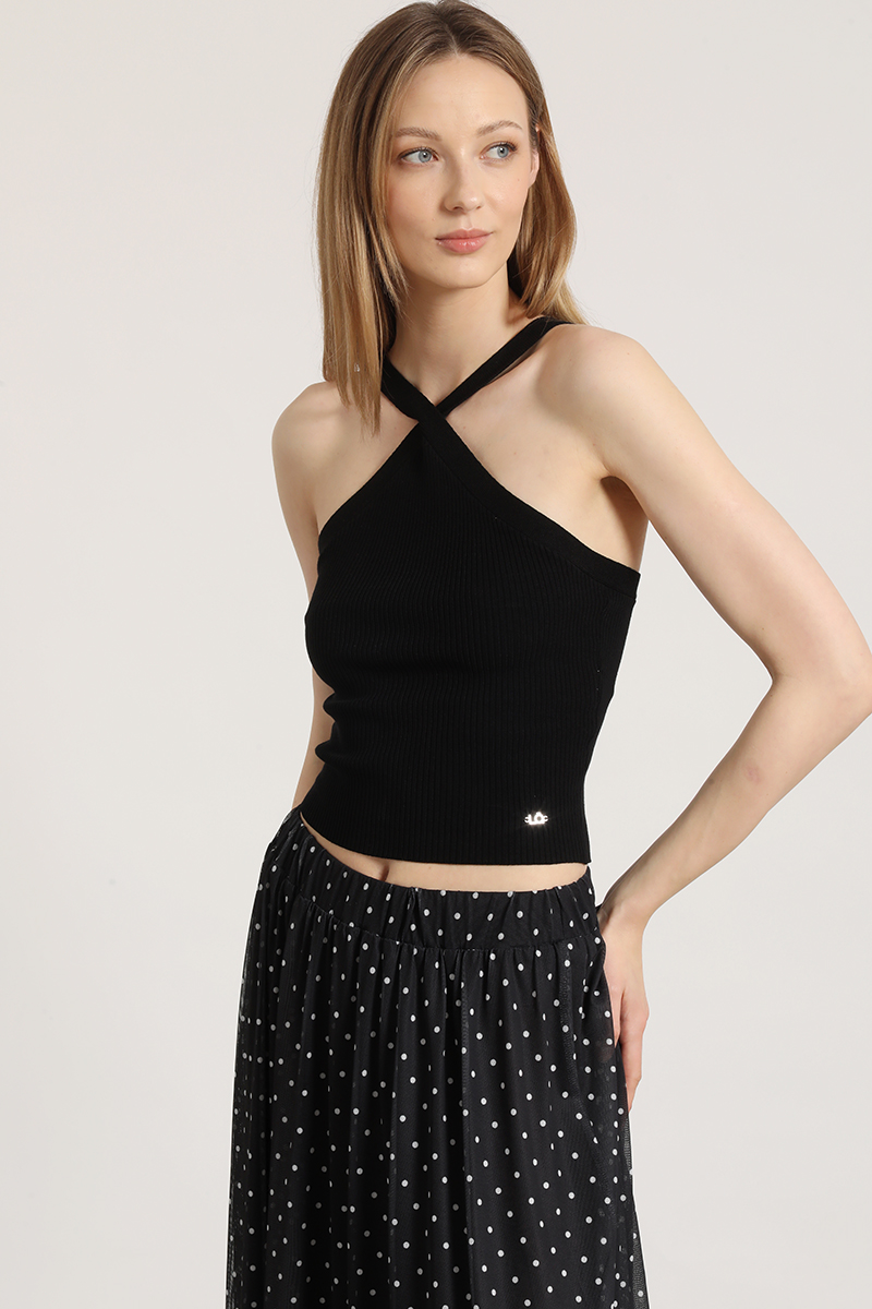 TOP HALTER TEJIDO LIOLA MUJER EN COLOR NEGRO - 1
