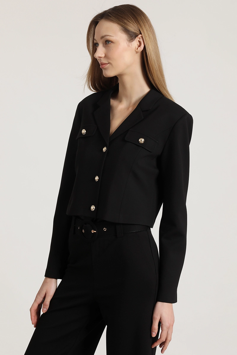 CHAQUETA CROPPED LIOLA MUJER NEGRO - 1