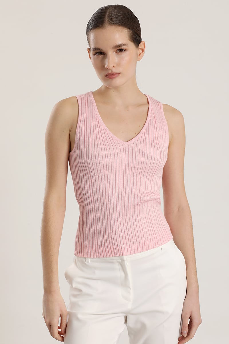 TOP TEJIDO LUREX LIOLA MUJER ROSA - 1