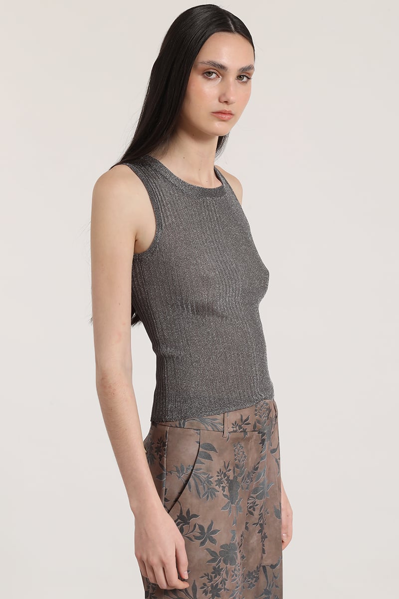 POLERA PUNTO HILO METALIZADO LIOLA MUJER GRIS - 3