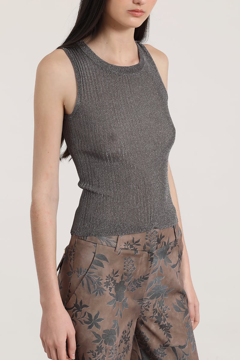 POLERA PUNTO HILO METALIZADO LIOLA MUJER GRIS - 4