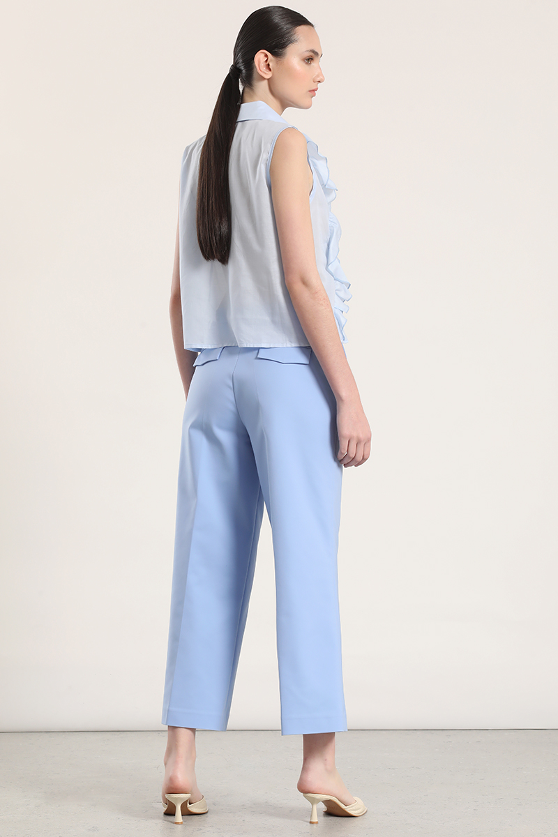 PANTALON ANCHO CROPPED LIOLA MUJER CELESTE - 5