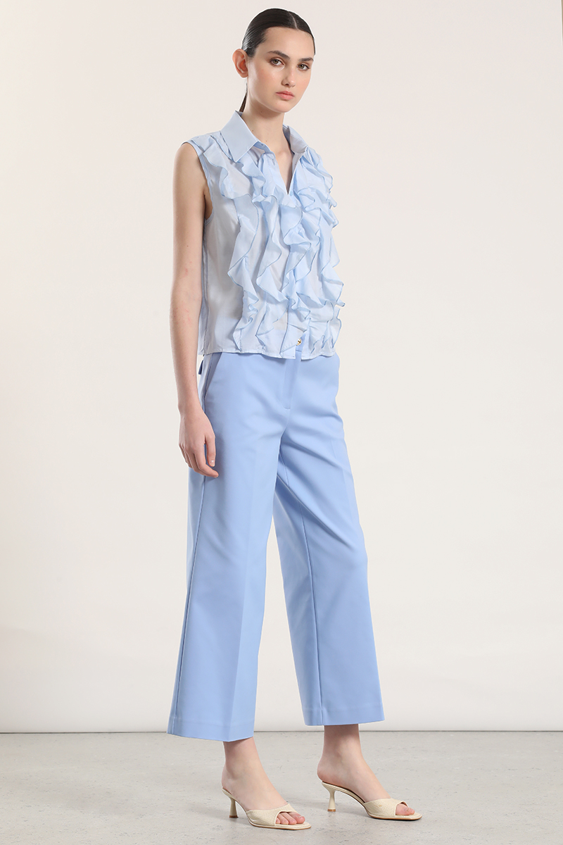 PANTALON ANCHO CROPPED LIOLA MUJER CELESTE - 6