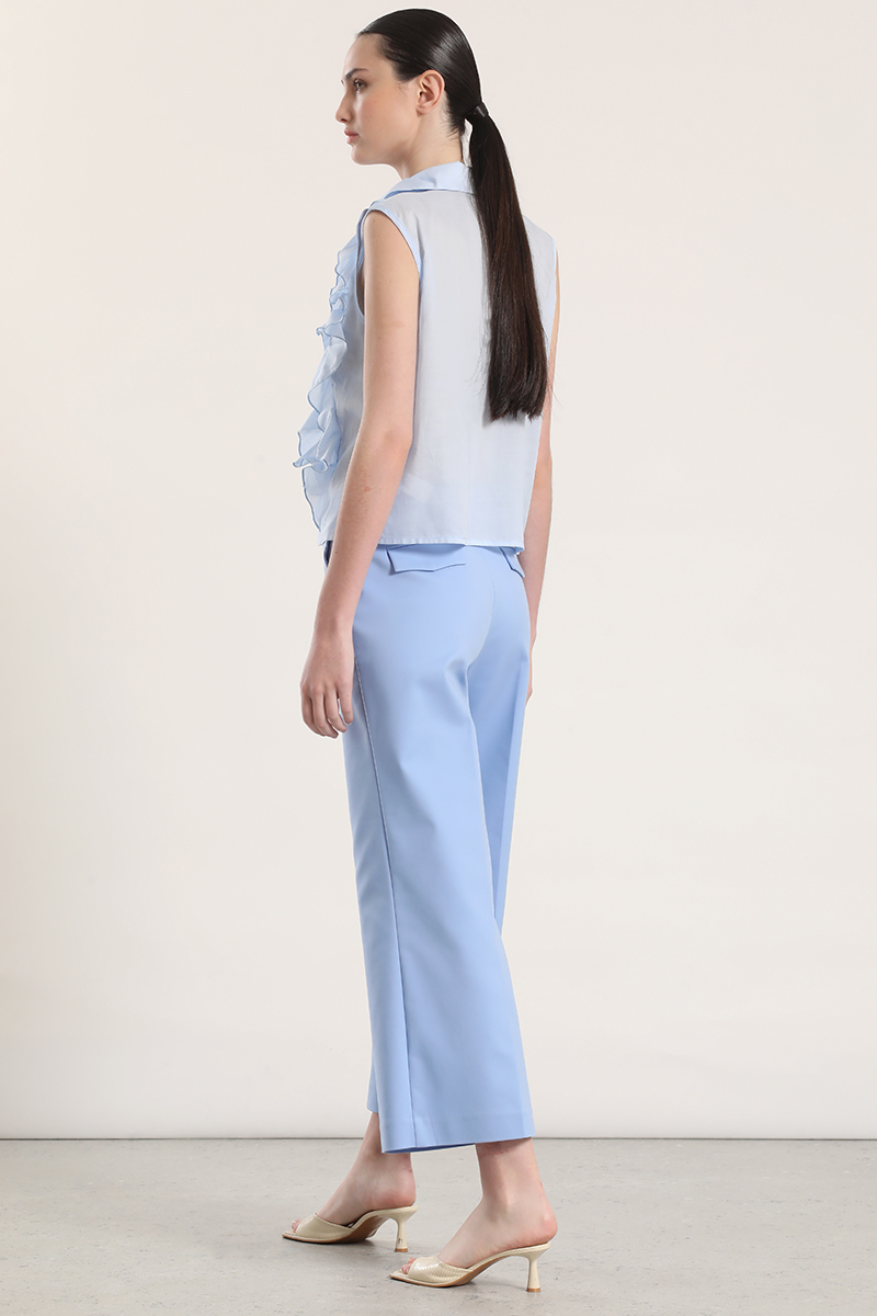PANTALON ANCHO CROPPED LIOLA MUJER CELESTE - 7