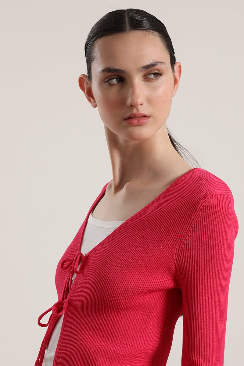 CARDIGAN CON AMARRAS LIOLA MUJER FUCSIA - 2