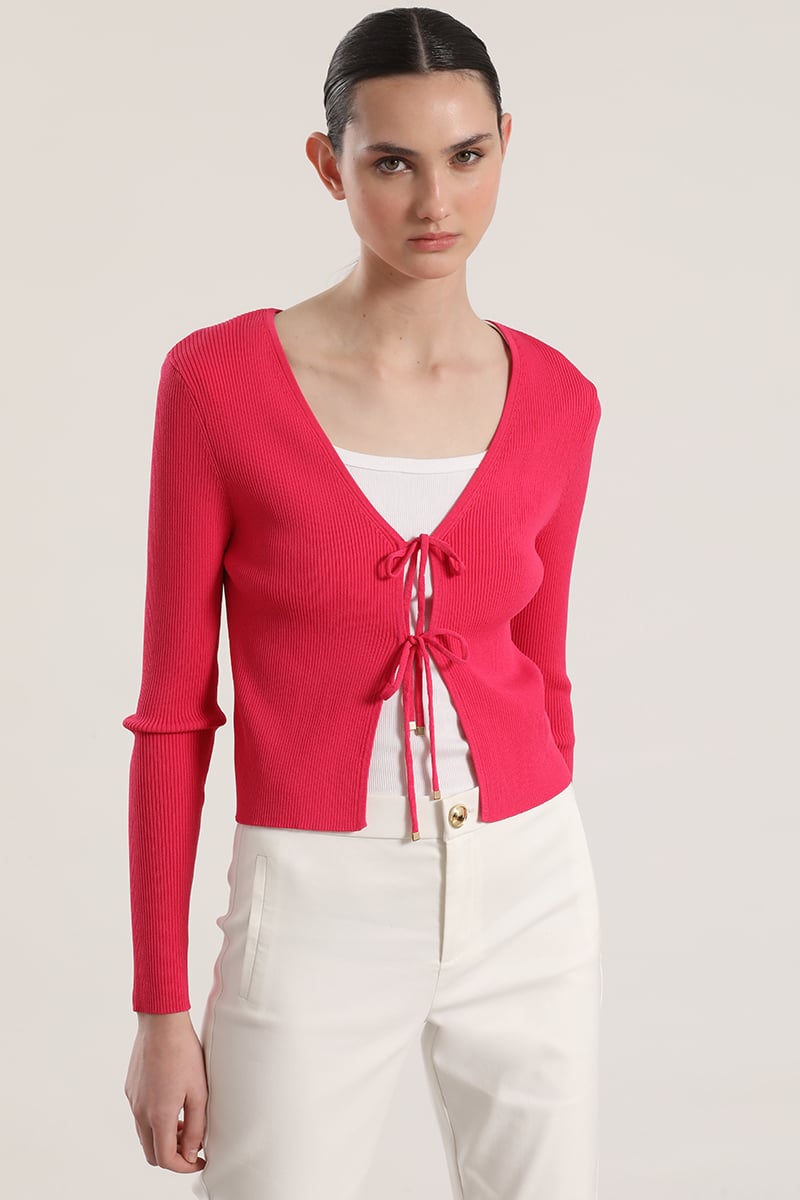 CARDIGAN CON AMARRAS LIOLA MUJER FUCSIA - 4