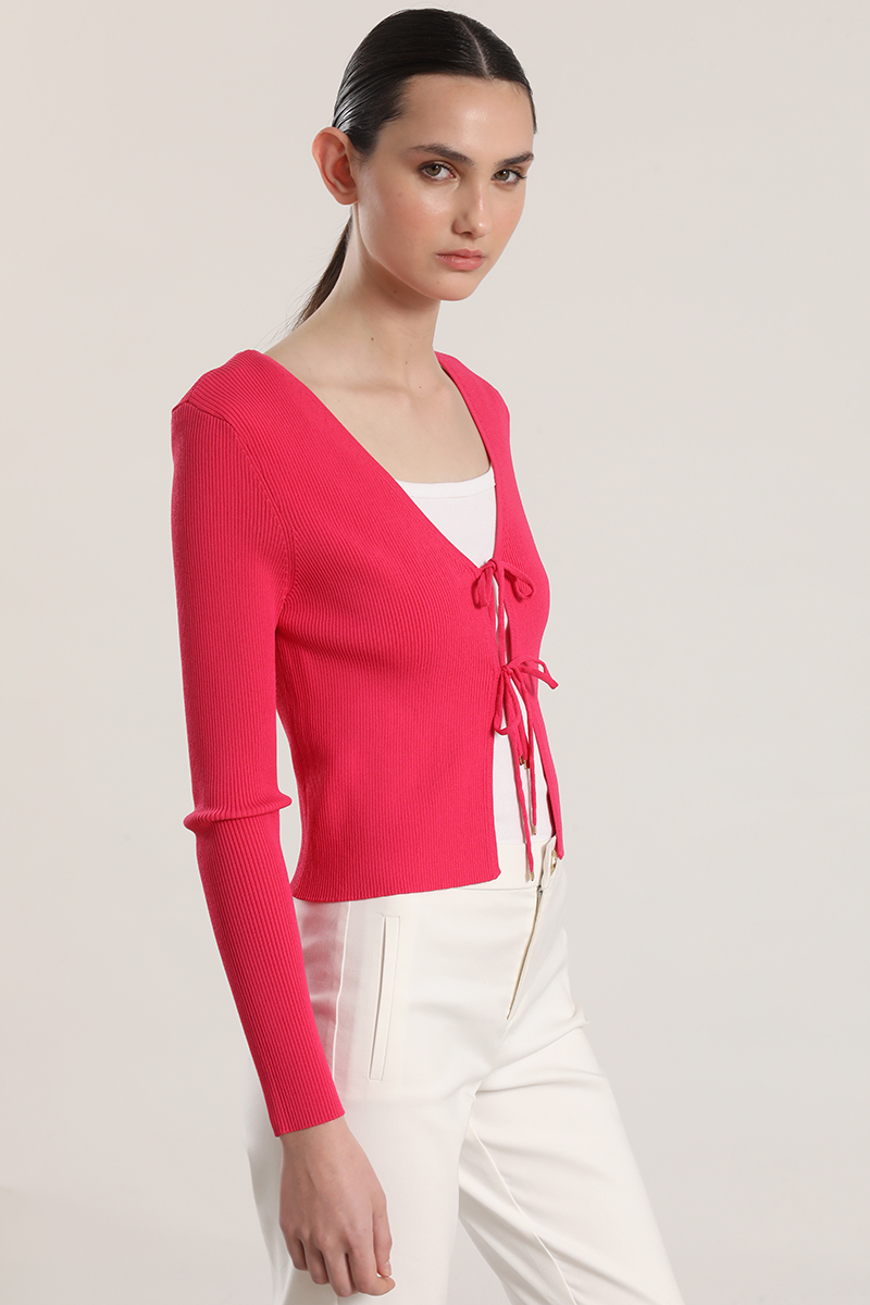 CARDIGAN CON AMARRAS LIOLA MUJER FUCSIA - 5