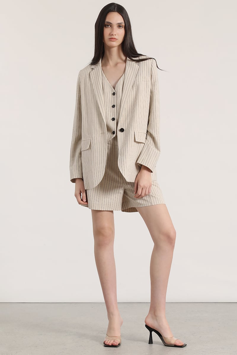 BLAZER LISTADO LINO LIOLA MUJER BEIGE - 1