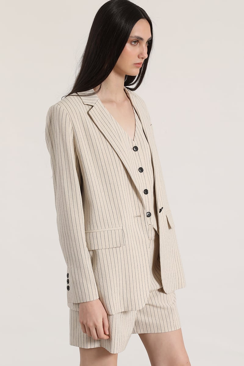 BLAZER LISTADO LINO LIOLA MUJER BEIGE - 2