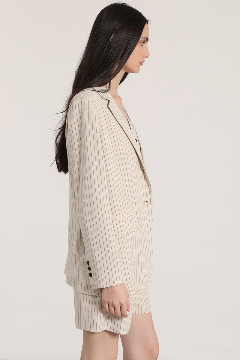 BLAZER LISTADO LINO LIOLA MUJER BEIGE - 4