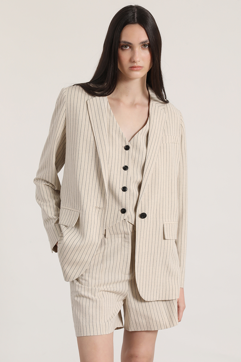 BLAZER LISTADO LINO LIOLA MUJER BEIGE - 5