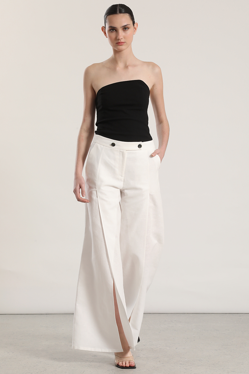 PANTALON ANCHO LINO ABERTURA LIOLA MUJER CRUDO - 1