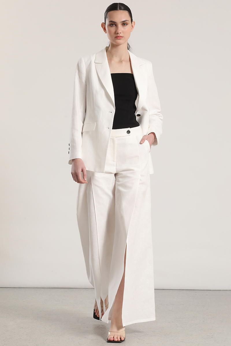 PANTALON ANCHO LINO ABERTURA LIOLA MUJER CRUDO - 2