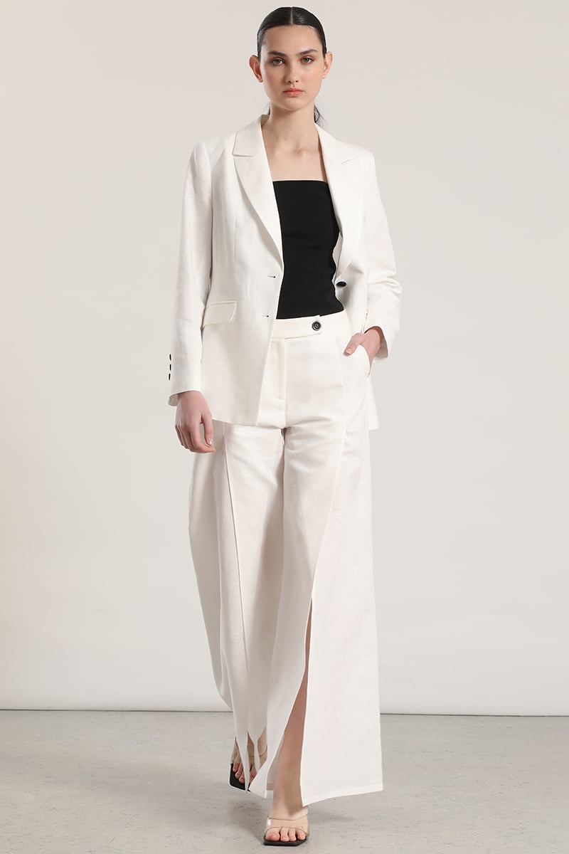 PANTALON ANCHO LINO ABERTURA LIOLA MUJER CRUDO - 2