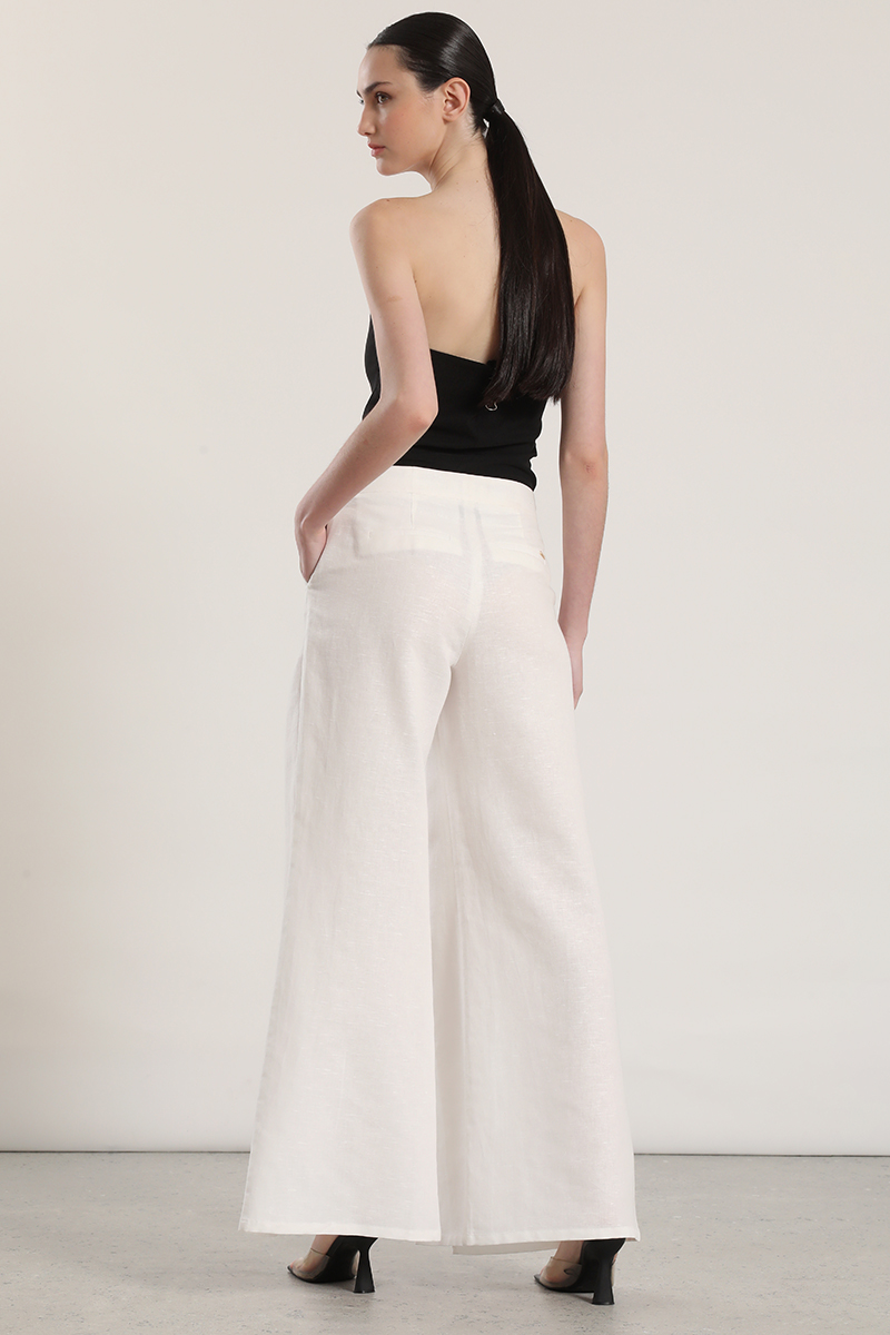 PANTALON ANCHO LINO ABERTURA LIOLA MUJER CRUDO - 5