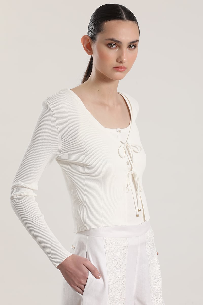 CARDIGAN CON AMARRAS LIOLA MUJER CRUDO - 1