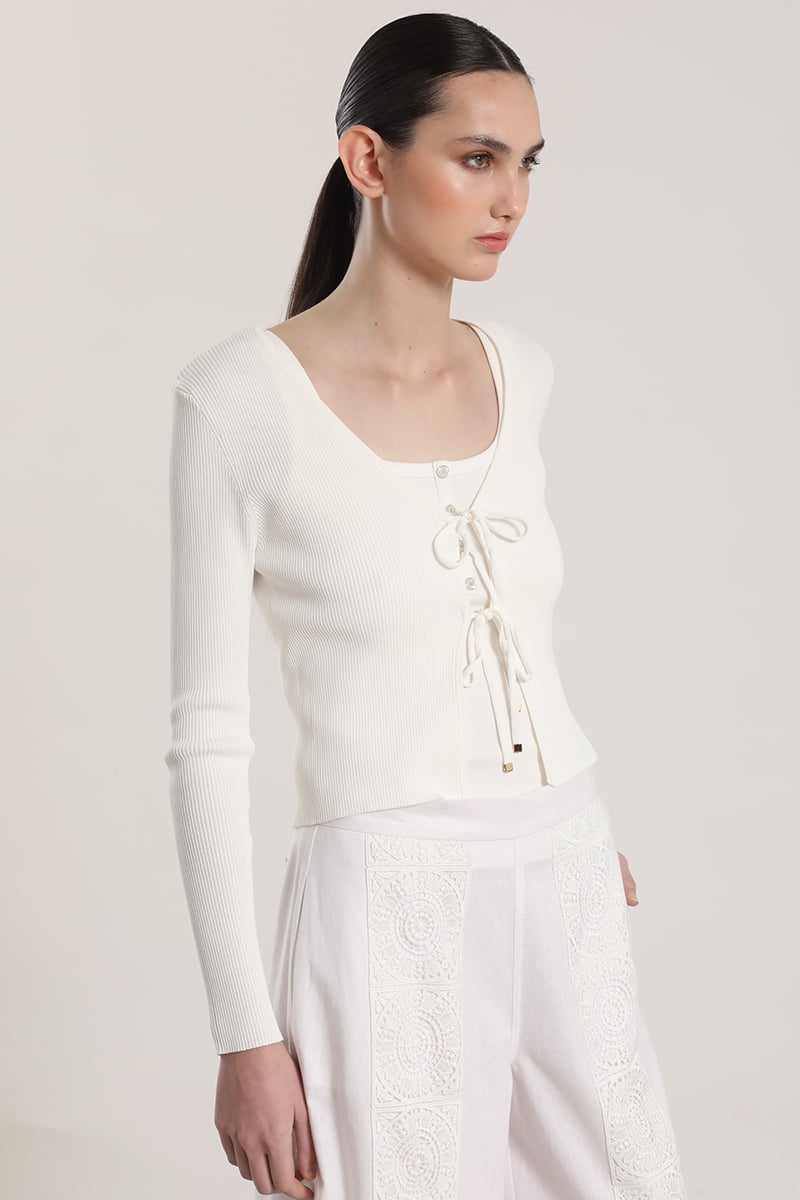 CARDIGAN CON AMARRAS LIOLA MUJER CRUDO - 3