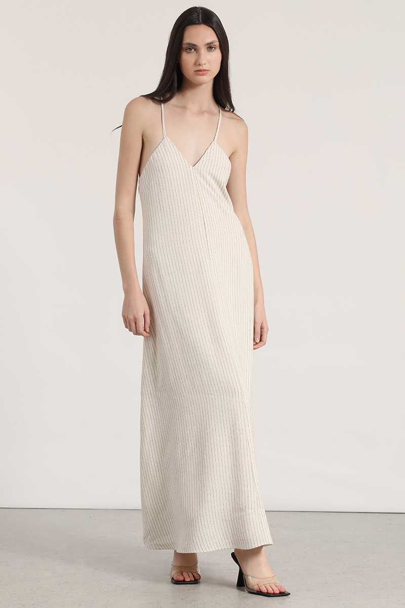 VESTIDO MAXI LINO LIOLA MUJER BEIGE - 1