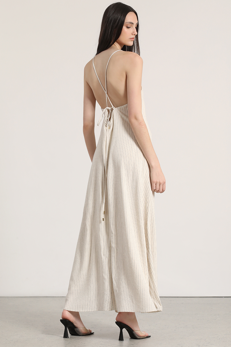 VESTIDO MAXI LINO LIOLA MUJER BEIGE - 3