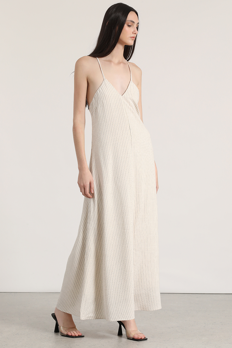 VESTIDO MAXI LINO LIOLA MUJER BEIGE - 4