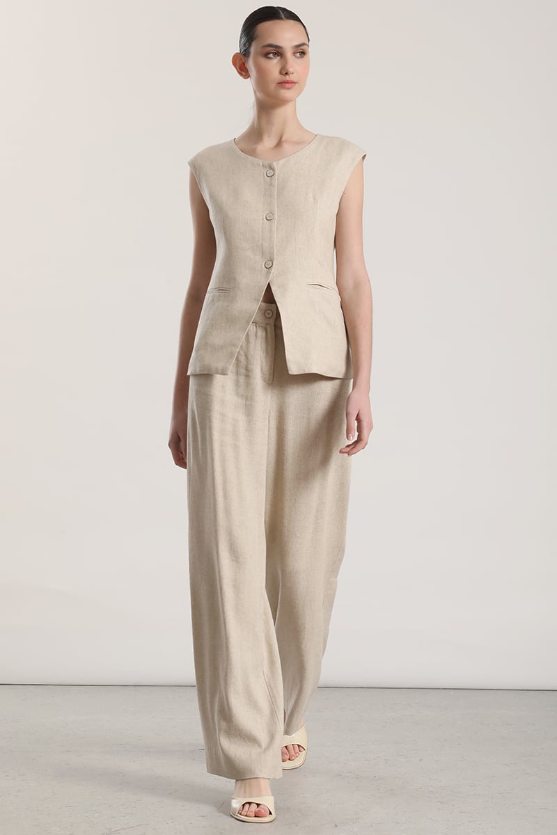 CHALECO SASTRE LINO LIOLA MUJER BEIGE - 2