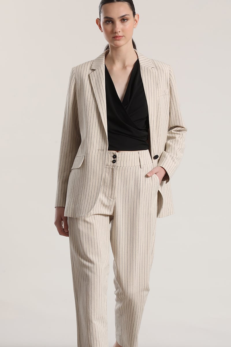 PANTALON SASTRE LINO LIOLA MUJER BEIGE - 2